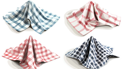 Folded napkins kitchen towels or tablecloths in top a