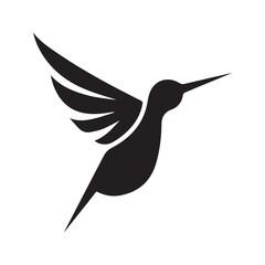 Simple colibri bird logo, black vector illustration on white background