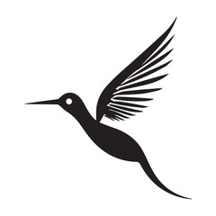 Simple colibri bird logo, black vector illustration on white background