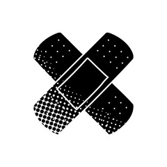 Bandage strip black hand drawn icon in halftone texture style