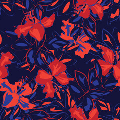 Red Abstract Floral Seamless Pattern Design