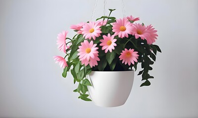 a closeup photo illustration of a flower vase hanging in a house =AI generated illustration