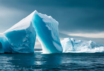 Landscape with iceberg on ocean