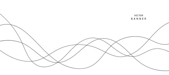 Abstract vector banner with wave lines pattern.