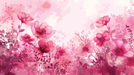 Pink floral garden with watercolor for wedding birthd