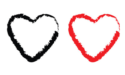 Vector Heart shape frame with brush painting isolated on white background. Vector illustration. EPS 10