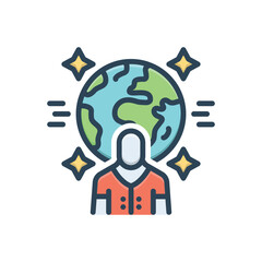 Color illustration icon for human impact