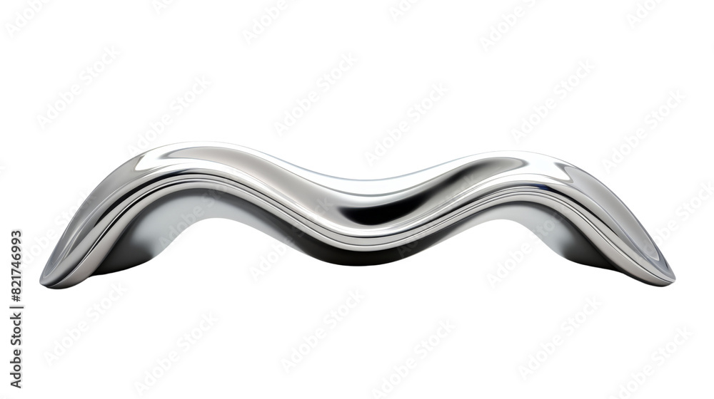 Wall mural 3d metal sculpture curve on transparent background