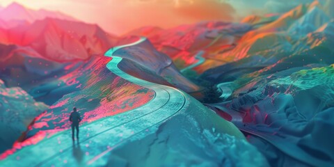 3D roads vibrant colors