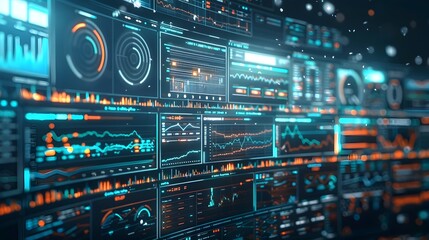 Naklejka premium Dynamic Sports Analytics Firm Utilizing Cloud Computing for Real Time Performance Tracking and Data Driven Strategy Development