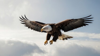 Fototapeta premium Eagle fly in snow Mountain Sit on Branch