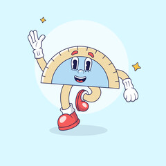 Fototapeta premium Color Arc Ruller Retro Mascot Illustration