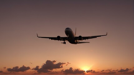 airplane at sunset