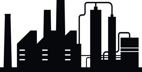 Gas power plant chemical industrial production factory black minimalist icon vector flat