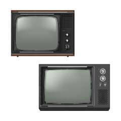 Retro tvset old fashioned television TV channel broadcasting device set realistic vector