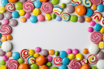 Fototapeta premium Colorful candies on white background