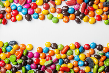Obraz premium Colorful candies on white background