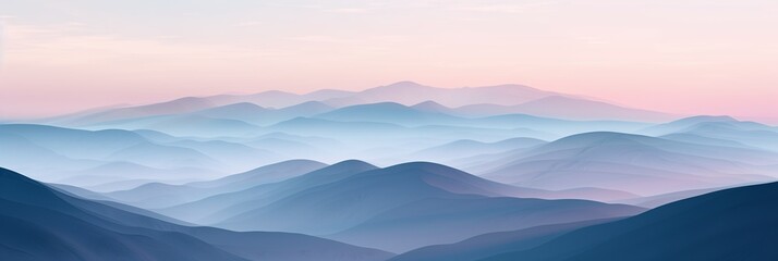 Obraz premium A peaceful pastel mountain range at twilight, with a soft gradient sky