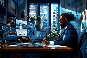 Meticulous Financial Data Analyst in Modern Office Environment