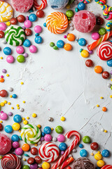 Colorful candies on white background