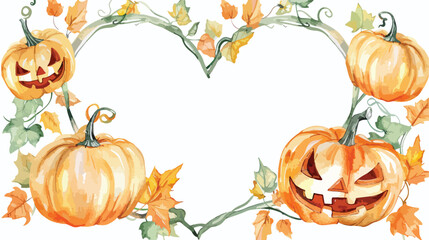 Halloween illustration. Watercolor frame heart