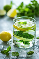 Fresh and cool water infused with lemon and mint