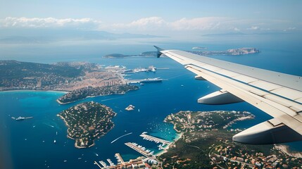 Aerial View of Idyllic Coastal City and Island Paradise