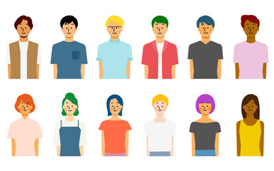 若い多国籍の人々のセット