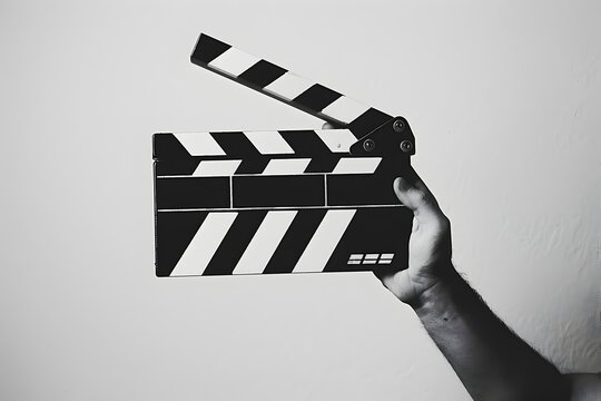 Clapperboard in Hand Capturing the Moment of Filmmaking and Entertainment