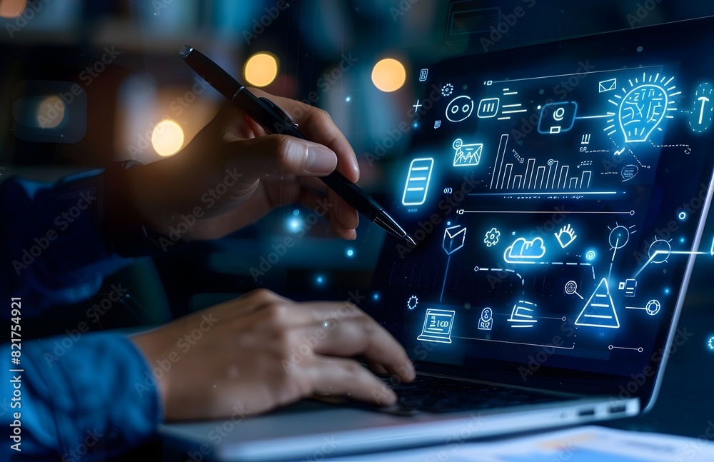 Poster dynamic digital dashboard for futuristic data analysis and strategy visualization