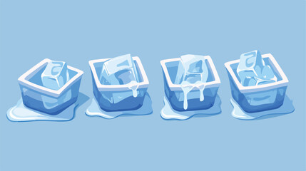 Ice cube trays set of four isolated on blue background