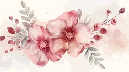 Pink flower bouquet watercolor for background wedding