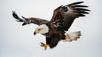 Fototapeta premium Eagle fly in snow Mountain Sit on Branch