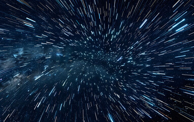 galaxy capturing the speed of light in vibrant zoom motion isolated in dark space