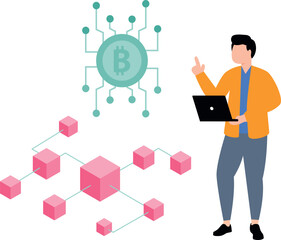 The guy is working on the Bitcoin blockchain.