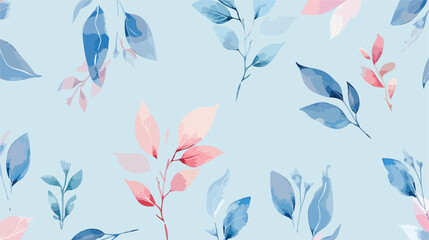 Pastel seamless hand painted floral leafy pattern isolated