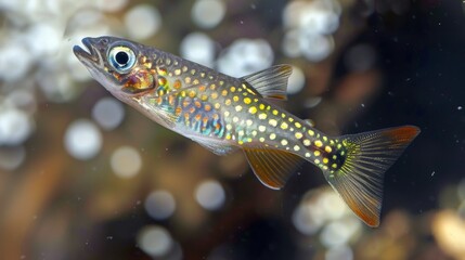 Celestial Pearl Danio swimming gracefully, radiating celestial beauty