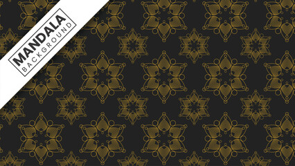 luxury gold mandala seamless pattern on black background