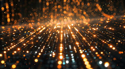 A bright, glowing image of a starry night sky with a few bright spots. Digital background ideal for technological operations, neural networks, AI, data transmission and encryption, digital archives