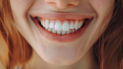 Obraz premium close up of a face with a smile. generative ai