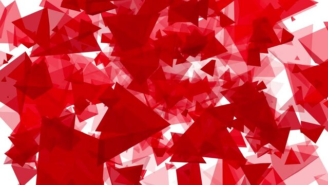 3D Pyramid polygon triangle animated shapes on white background digital geometric pattern motion graphics design illusion effect pastel colour red