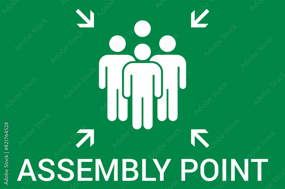 Wall mural emergency evacuation assembly point sign. assembly point icon. safety signs. evacuation plan. vector - Wall murals