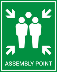 Emergency evacuation assembly point sign. Assembly point icon. Safety Signs. Evacuation Plan. Vector illustration