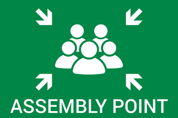 Emergency evacuation assembly point sign. Assembly point icon. Safety Signs. Evacuation Plan. Vector illustration