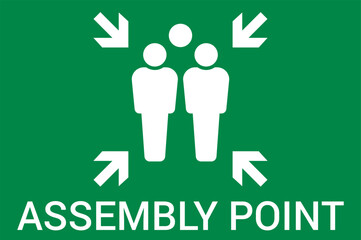 Emergency evacuation assembly point sign. Assembly point icon. Safety Signs. Evacuation Plan. Vector illustration