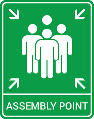 Emergency evacuation assembly point sign. Assembly point icon. Safety Signs. Evacuation Plan. Vector illustration