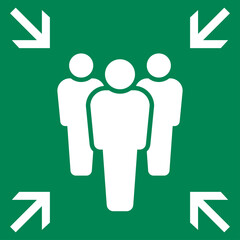 Emergency evacuation assembly point sign. Assembly point icon. Safety Signs. Evacuation Plan. Vector illustration