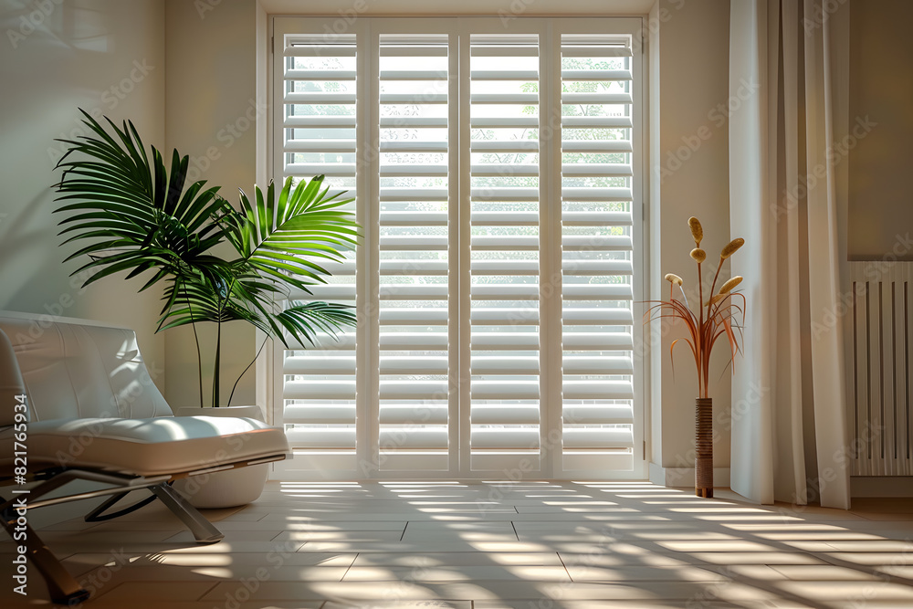 Wall mural decor shutters interior AI