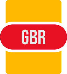 GBR File extension Icon Rounded and  color fill