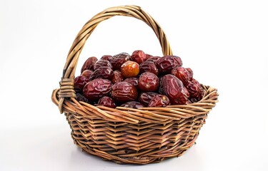 Obraz premium dates in a basket on a white background